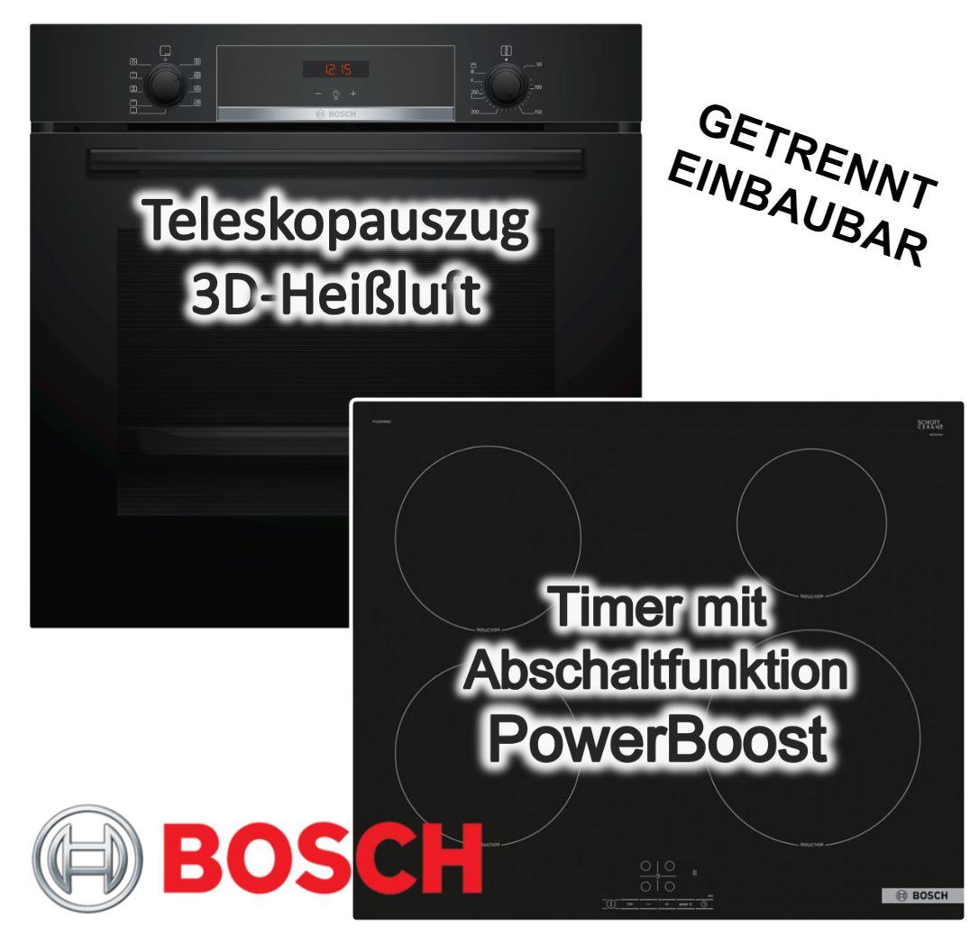 Herdset BOSCH Backofen EcoClean + Induktionskochfeld Booster autark 60 cm