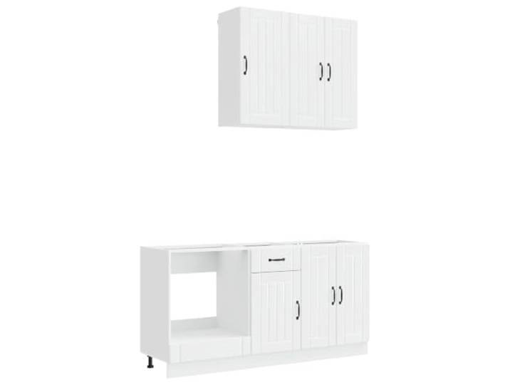 KUPTYERFG Küchenzeile Lucca 5-teilig Küchenschrank Set Hochglanz Weiß Modulare 5-teilige Einbauküche für die Küche: Flexible Wandmontage, verstellbare Füße und pflegeleichte weiße Oberflächen.