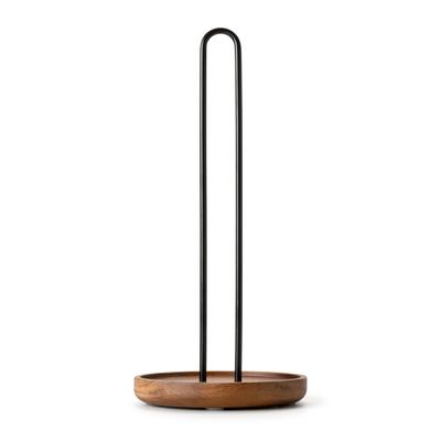 Küchenrollenhalter CONTINENTA "Akazie, Ø 14 x 31,6 cm", braun (natur, schwarz), H:31,6cm Ø:14cm, Massivholz, Metall, Küchenrollenhalter