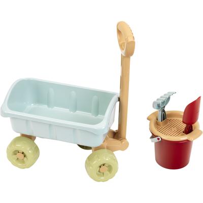 Bollerwagen KLEIN "Little Foot, Spiel-Bollerwagen mit Eimerset, aus Recyclingkunststoff", blau (blau, beige), Bollerwagen, Kinder, Made in Germany