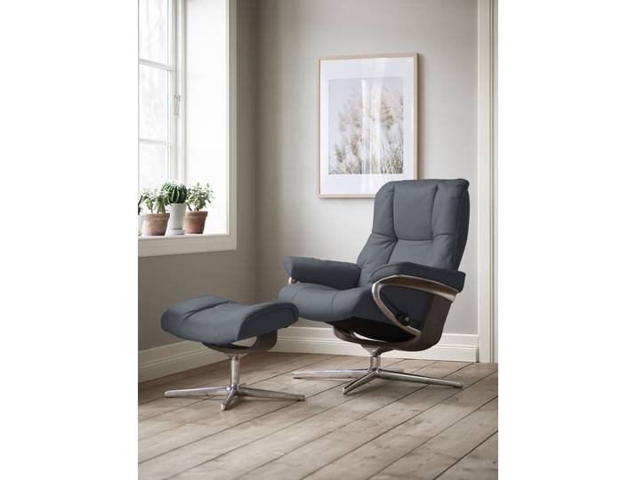 Relaxsessel, Leder Batick, Atlantic Blau, 92×103×79 cm, Cross Base, Klassisch & Modern, Stressless