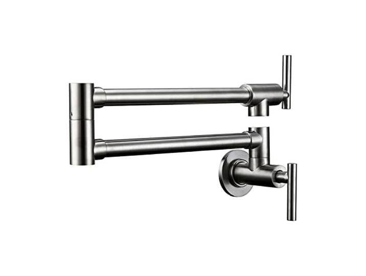 Küchenarmatur, Wandmontierter Topffüller-Wasserhahn aus schwarzem gebürstetem Messing, schwenkbar, einziehbar, drehbar, dehnbar, Spültischarmatur, Küchenarmatur(2)