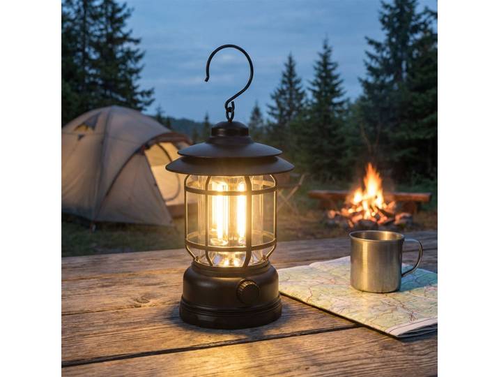 Campinglampe, Retro-Design, USB-aufladbar