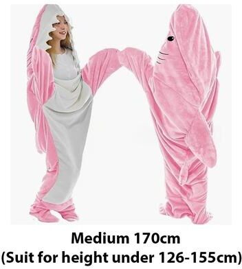 Uplift Picks Cartoon Shark Blanket Hoodie Warm Flannel Wearable Sleeping Bag pink (m)