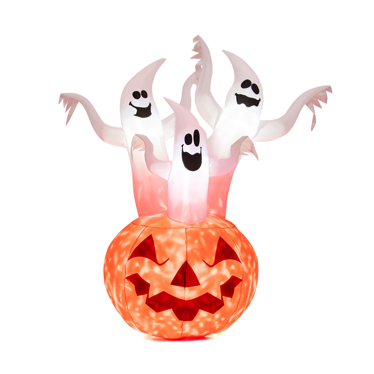 Costway Opblaasbare Halloween Spoken met Pompoen voor Tuin, Wit + Oranje, 182 cm