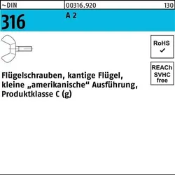 Flügelschraube DIN 316 M10x 25 A 2 kleine Ausführung 10 Stück