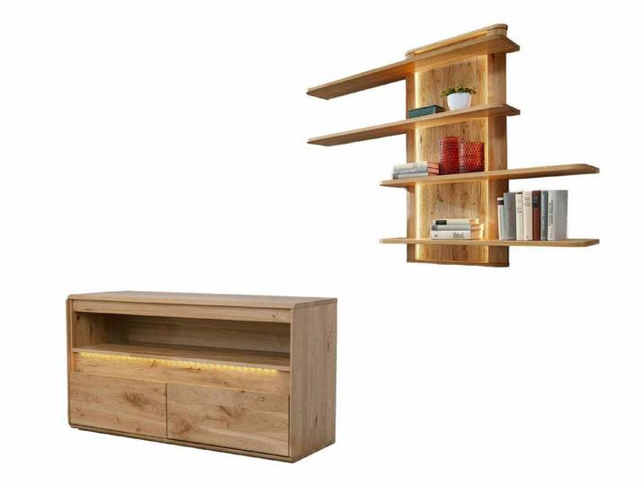 Casamia TV-Board TV Schrank Set Bergeiche Wildeiche Massivholz 2-teilig