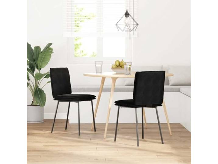 KLGBNCVE Esszimmerstühle 2 STK. Schwarz Samt Metall und Sperrholz, dicker Schaumstoff, ergonomisches Design, Samtbezug, Wohnzimmer