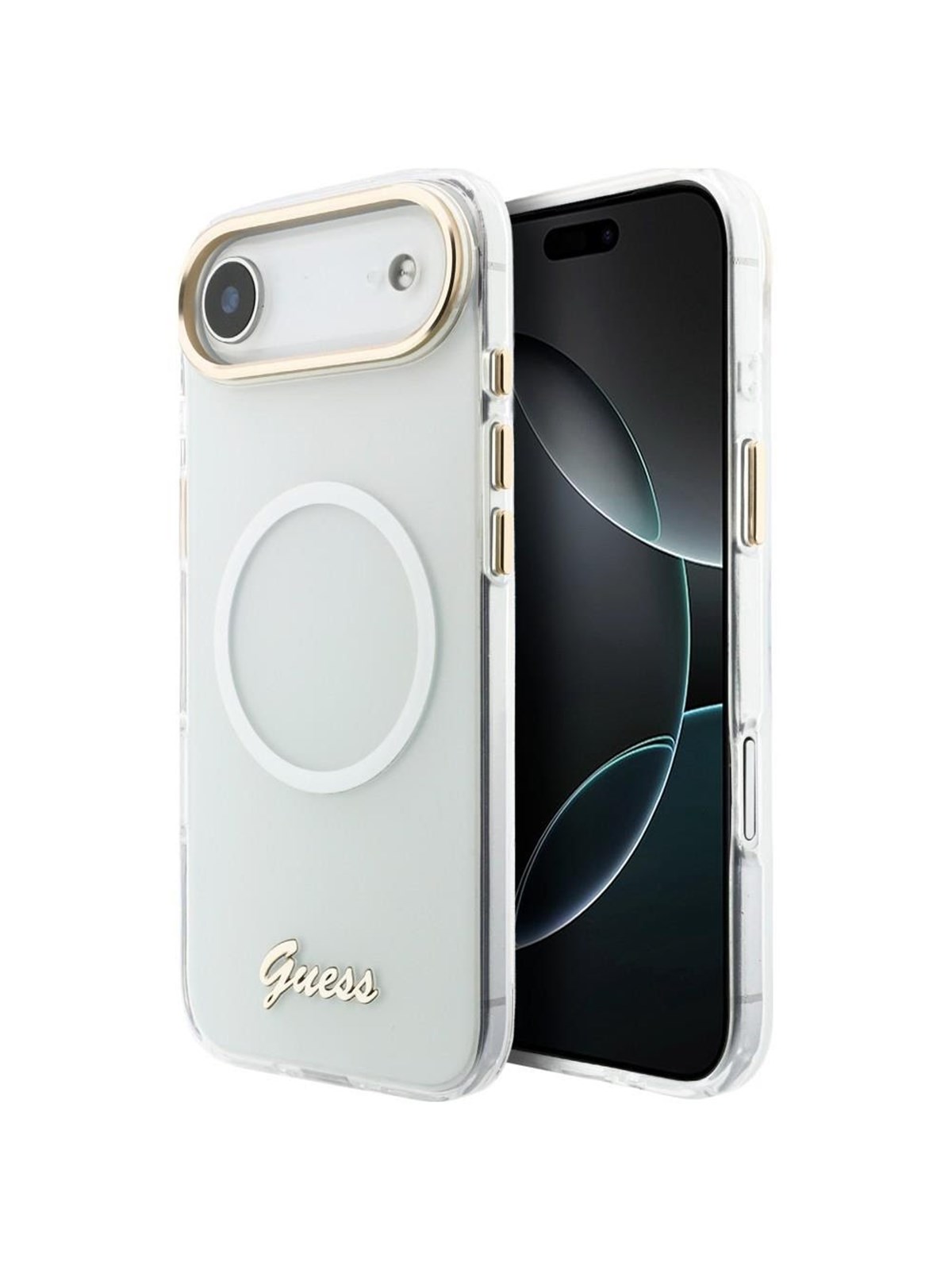 GUESS IML Gradient Script Metal MagSafe Case for iPhone Air - White