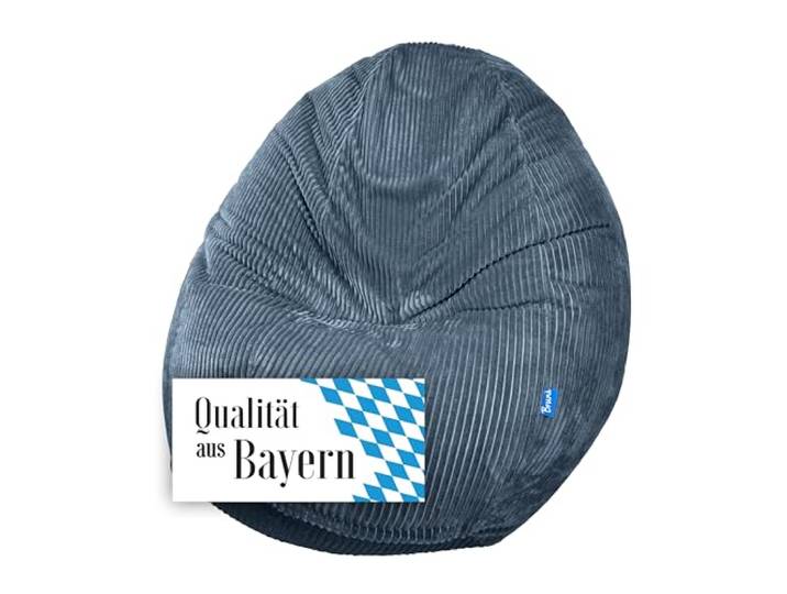 Bruni Classico Cord M in Dunkelblau – großer Indoor-Sitzsack mit Innenhülle und Füllung, in Deutschland gefertigt