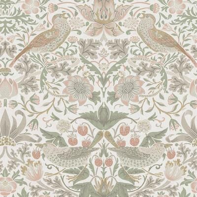 William Morris at Home William Morris Strawberry Thief Sage & Pink Wallpaper