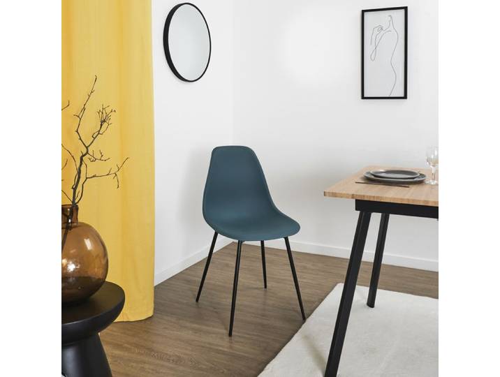 Chaise - HOME DECO FACTORY - Gustav - Design Épuré - Confortable - Bleu et Noir
