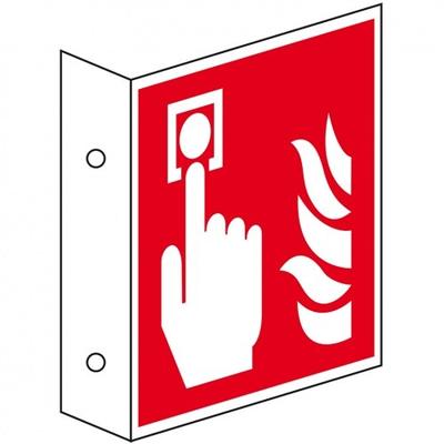 Schild I Brandschutz-Fahnenschild Brandmelder, Kunststoff, 200x200mm, ASR A1.3, DIN EN ISO 7010 F005