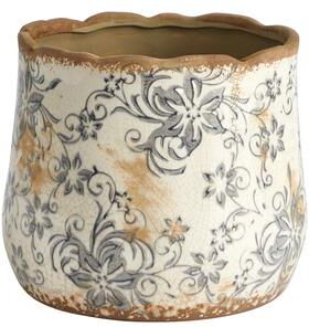 Nearly Natural "7"" Tuscan Ceramic Gray Scroll Planter"