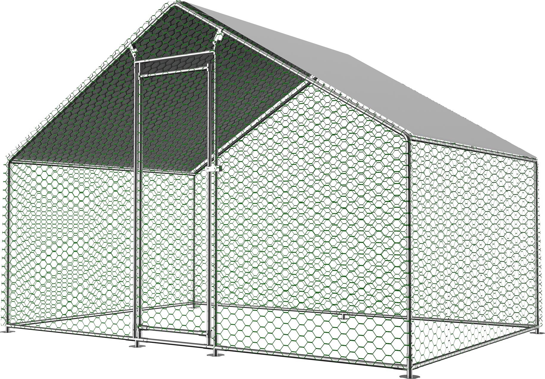 Freilaufgehege Hühnerstall 3x2x2m, Sicherheitsschloss, wasserdichtes PE-Tuch, Metall, für Hühner & Kleintiere