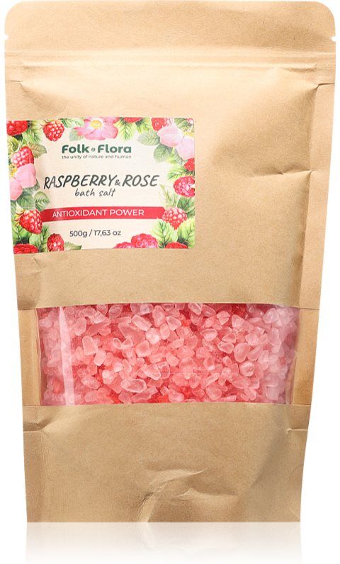 Folk & Flora Raspberry & Rose bath salt 500 g