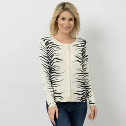 EVA LUTZ Cardigan Rundhalsausschnitt Knopfleiste figurumspielend