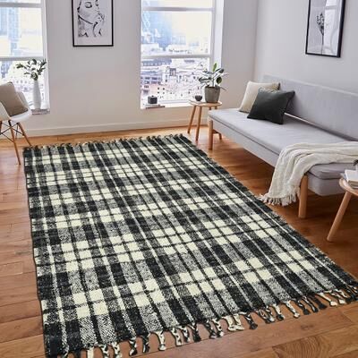 Rio Carbon Loft Whishaw Charcoal Jute Handspun Plaid Area Rug