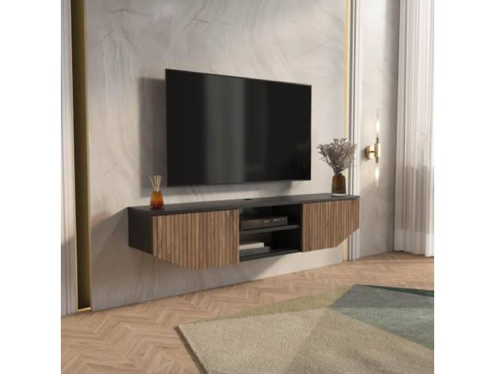 DECOROTIKA Hera Schwebendes TV-Board Schwarz Alina Hängender Fernsehtisch