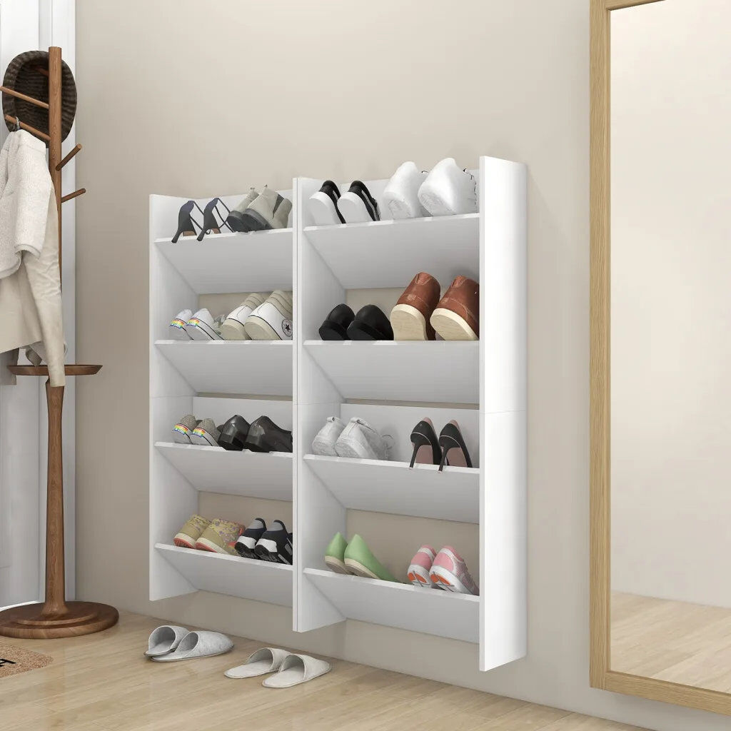 Ebern Designs Wall Shoe Cabinets 4 pcs Engineered Wood White 16