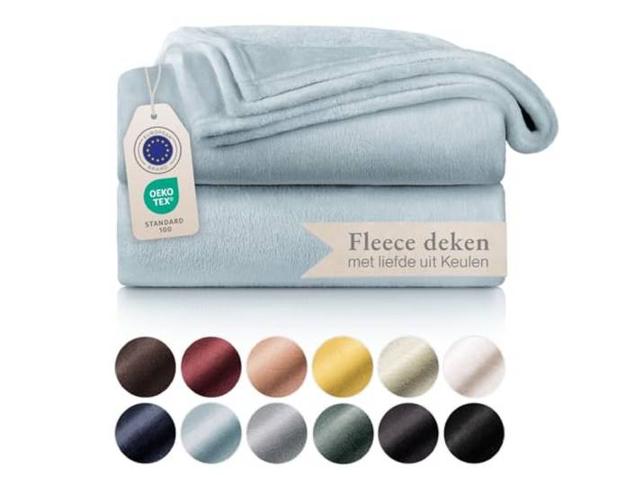 Blumtal fleece deken - hoogwaardige deken, zachte deken, microvezeldeken als bankhoes, sprei, plaid of woonkamerdeken, 220 x 240 cm, Hemelblauw