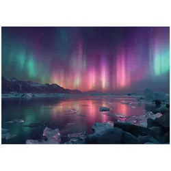 FOTOTAPETE Nordlicht Landschaft Lila 250x175 cm
