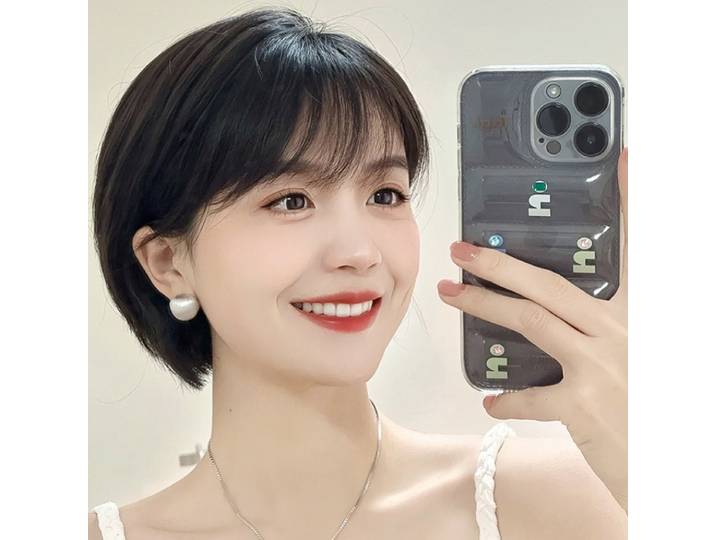 Perruque courte 100% cheveux humains avec frange, postiche noire d'aspect naturel pour femmes, perruque respirante pour usage quotidien, Cosplay