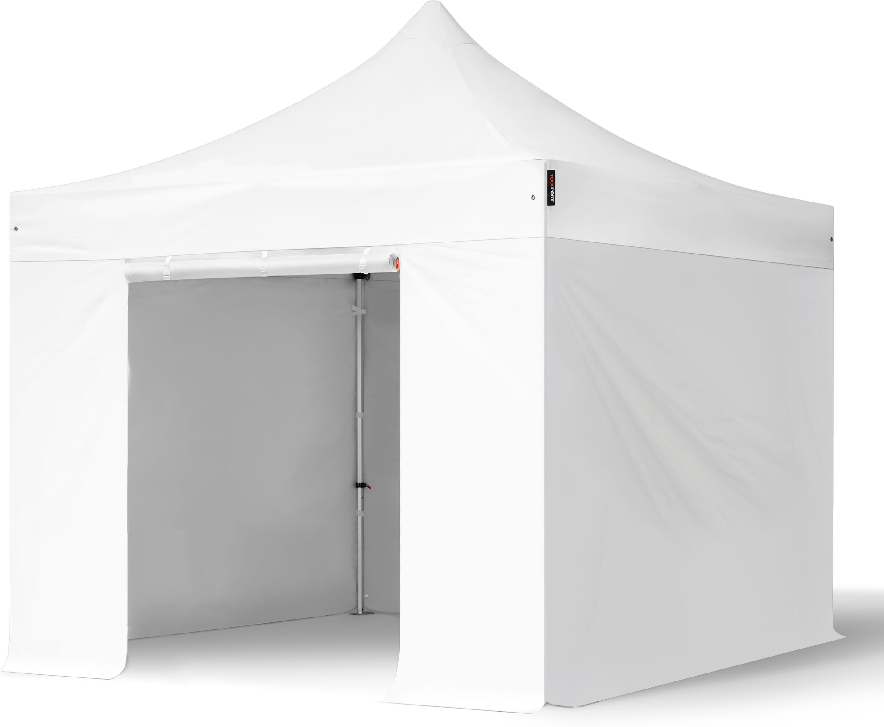 TOOLPORT 3x3m PES 800 Pop Up Gazebo PROFESSIONAL Aluminium 40 mm, incl. 4 side panels, white - (600136)
