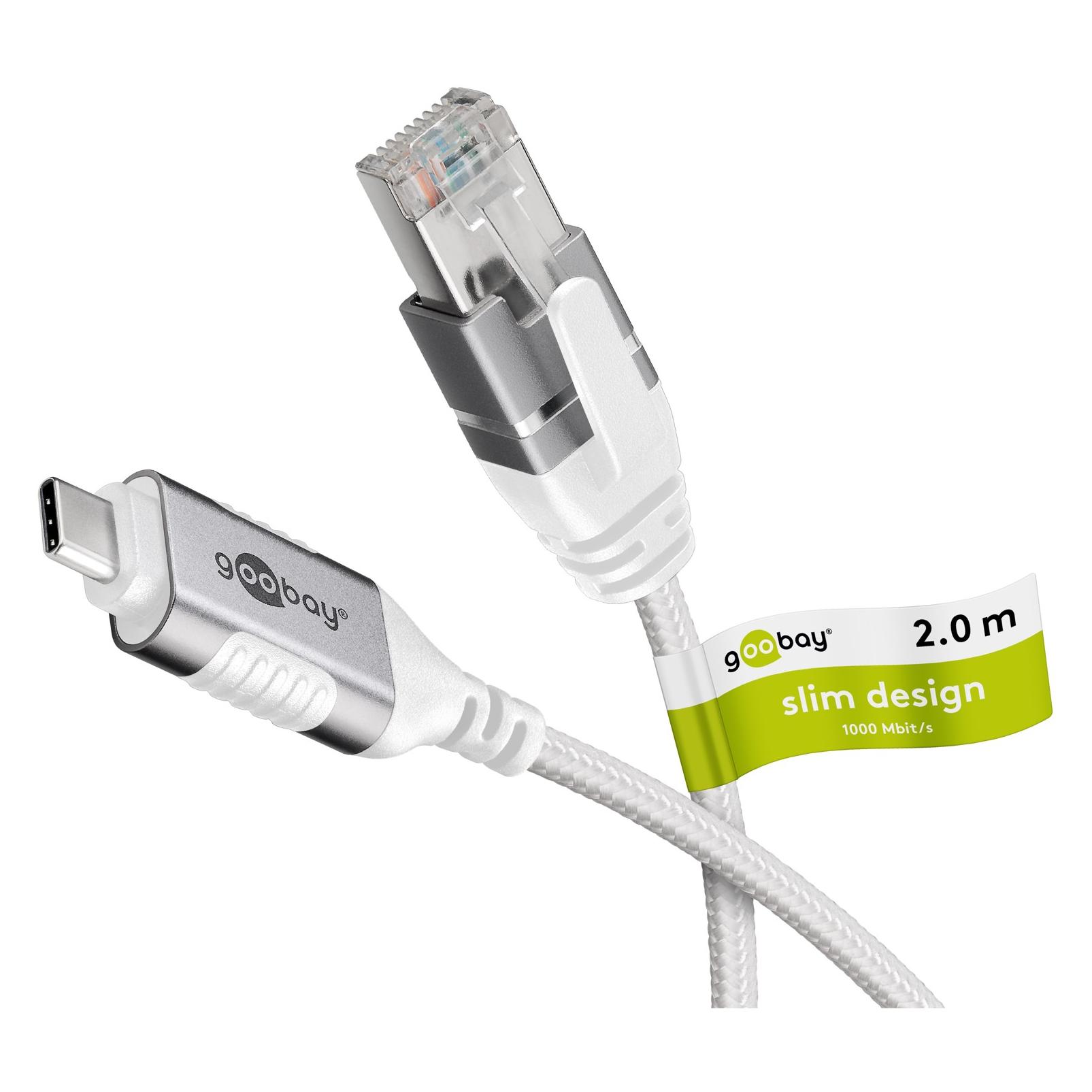 Goobay Ethernet-Kabel USB-C 3.1 auf RJ45, Slim, 2 m (RJ45, USB 3.1) (74387)