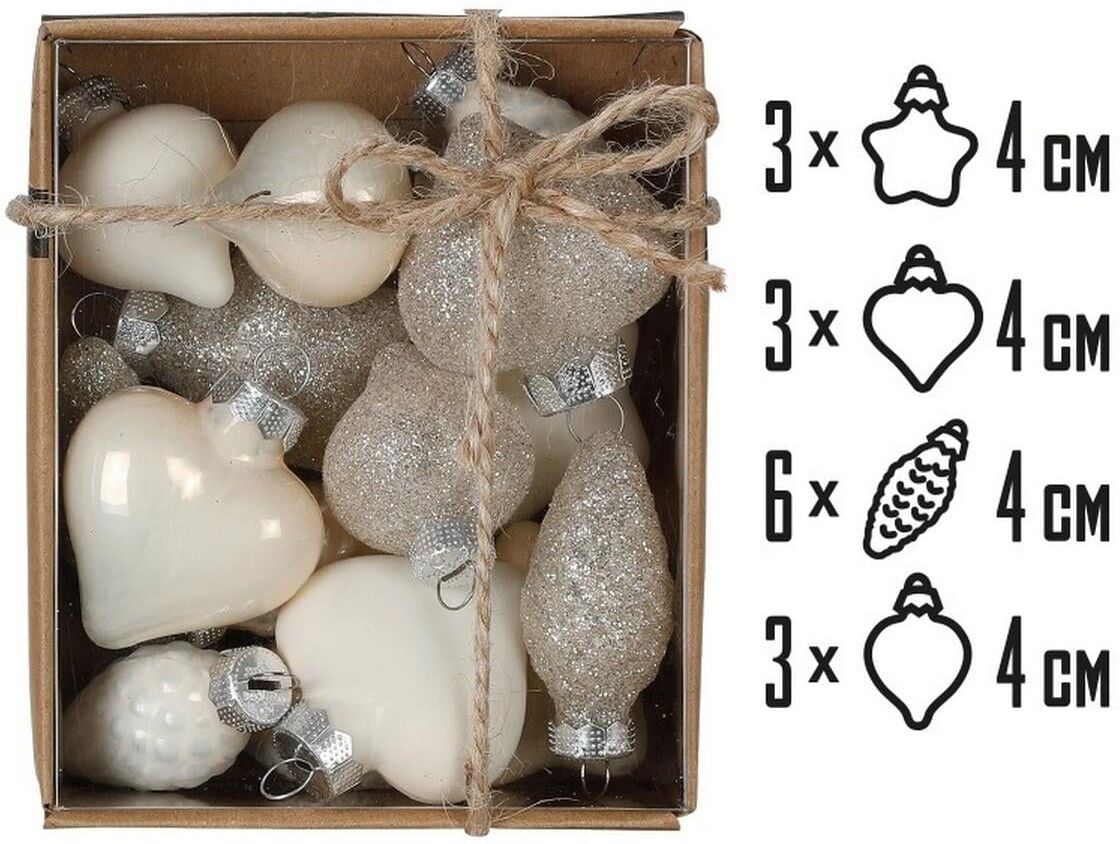 Weihnachtsbaumkugel "Weihnachtskugel Mini Magnolia Ø 4 cm", alt weiß, Ø:4cm, Weihnachtsbaumkugeln, Weihnachtsbaumkugel alt weiß 4cm