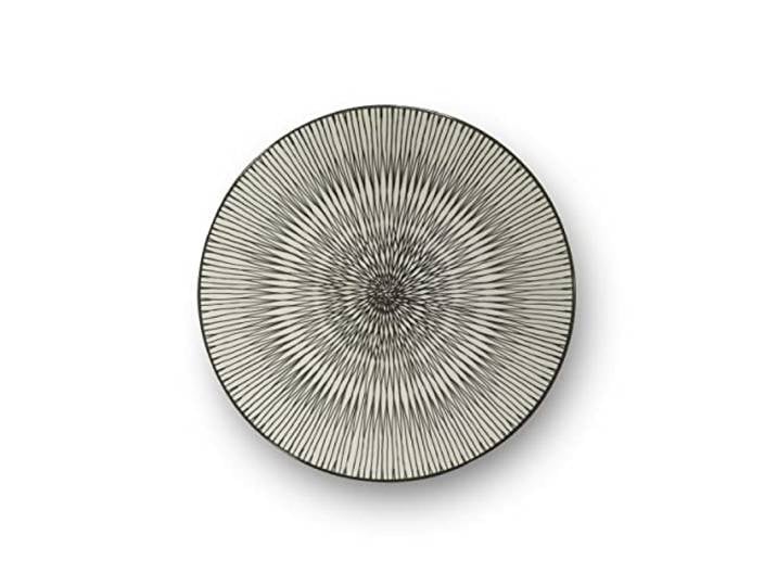Médard de Noblat Hypnose 6 assiettes à dessert 20 cm\, grès\, crème et noir