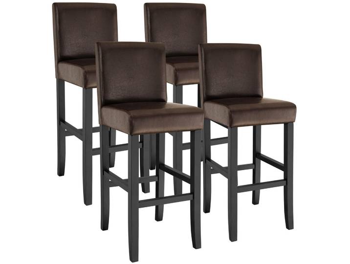 tectake Barhocker 4er Set Kunstleder, Sitzhöhe 76 cm, antikbraun, Braun, Leder, 40x107x41 cm, Esszimmer, Barmöbel, Barhocker