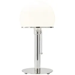 Leuchte Wagenfeld Tecnolumen Metallfuß silber, Designer Wilhelm Wagenfeld, 36 cm