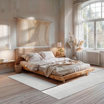 Bettumrandung OTTO HOME "Wolltraum Pur", beige (naturweiß), H:10mm, Obermaterial: 100% Wolle, Bettumrandungen, Wendeteppich, handgewebt, Uni Farben, reine Wolle, Wohnzimmer