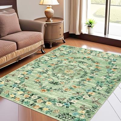 Garvee Modern Floral Wreath Insect Pattern Area Rug
