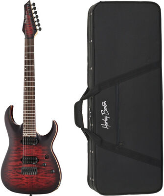 Harley Benton Amarok-7 BKRD Quilted B w/Case Black Red Quilted Burst matt