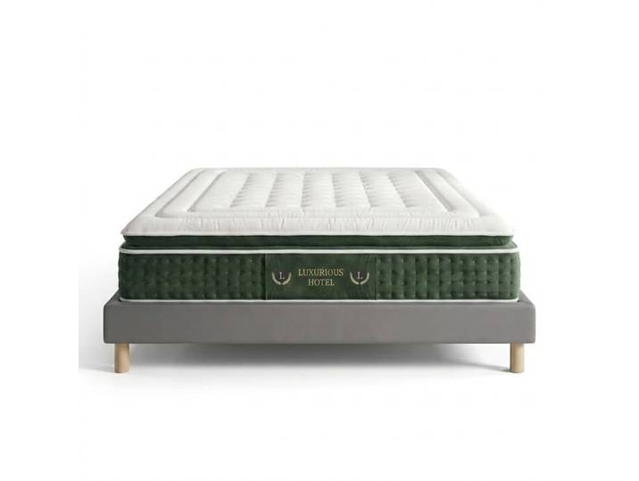 Ensemble Sommier Deco et matelas hôtelier 140x190 cm - Simili cuir gris - Collection simili cuir