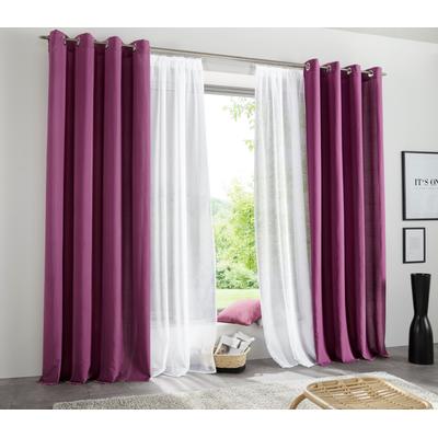 Vorhang OTTO HOME "Raja mit Ösen, 2er Pack, blickdicht, Topseller" Gr. 2, lila (beere), B:140cm H:175cm, Polyester, Recyceltes Material, Gardinen, einfarbig, Einfache Montage, Pflegeleicht, Ösen, 2 er Pack, uni