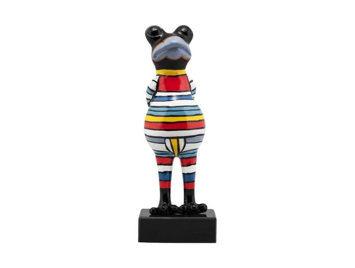 Handgefertigte Design Skulptur „Gestreifter Frosch“ 34 x 12 cm Multicolor Crea Collection