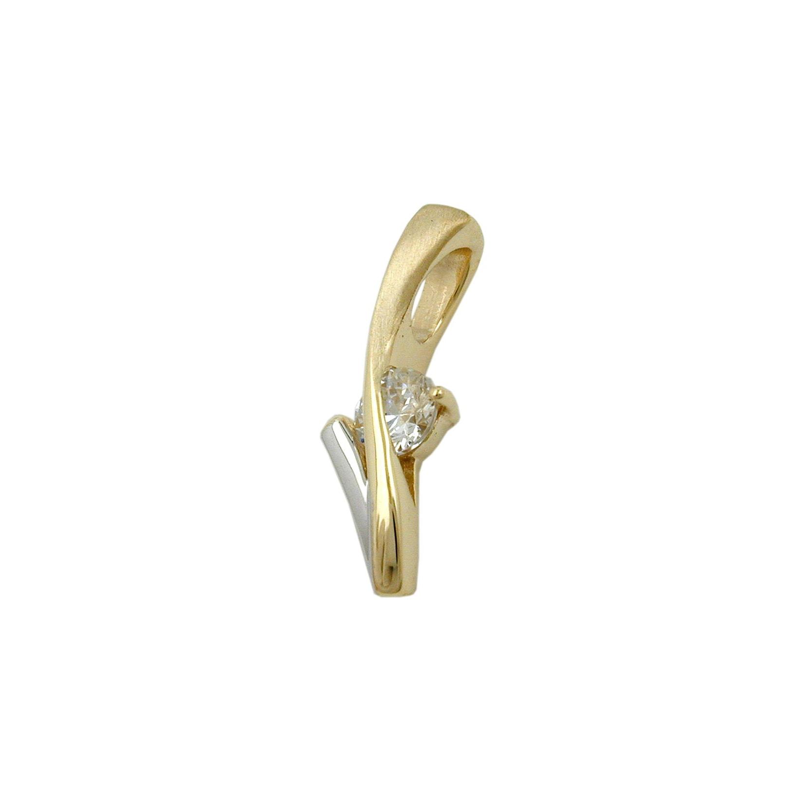 Gallay Anhänger 19x6mm bicolor rhodiniert mit Zirkonia 9Kt GOLD