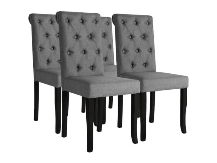 UYPTERF Esszimmerstühle 4 STK Dunkelgrau Stoff Massivholz Weicher Stoffbezug, Schaumstoffpolsterung, Knopfheftung, Massivholz, einfacher Aufbau, 110 kg pro Sitzplatz