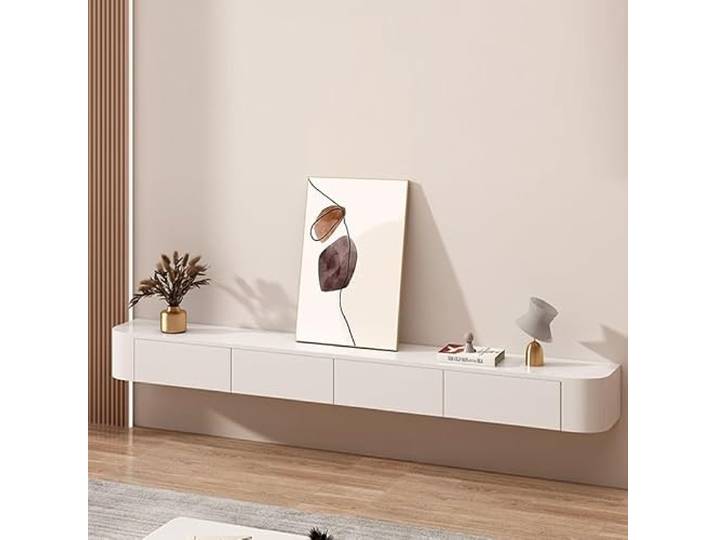 Ptasccne tv Schrank Modernes, schwebendes, wandmontiertes TV-Entertainment Medienkonsole, große TV-Bank mit Stauraum for Wohnzimmer und Büro