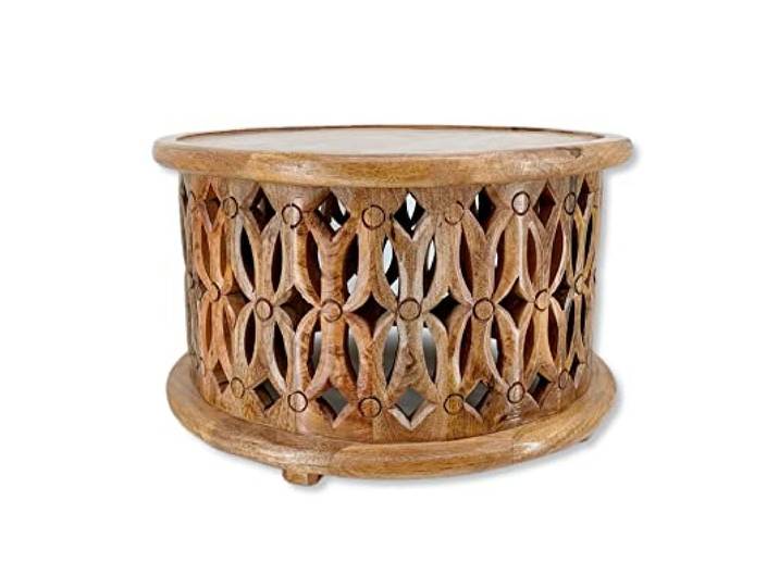 DARO DEKO Holz Couchtisch rund natürlich braun Ø 50 x 30cm Couch Beistelltisch Vintage Sofatisch