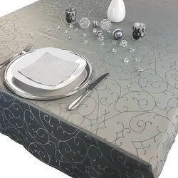 NYVI Tafeldecke Premium 150x250 cm mit edlen Ornamenten Farbe:Anthrazit