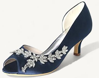LightInthebox Women's Wedding Shoes Bling Bling Sparkling Shoes Bridal Shoes Rhinestone Kitten Heel Peep Toe Elegant Satin Loafer Silver White Ivory