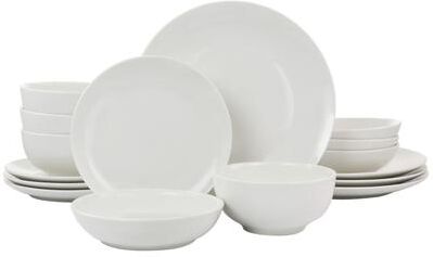 Elama Camellia 16 Piece Porcelain Double Bowl Dinnerware Set - 8' x 10'