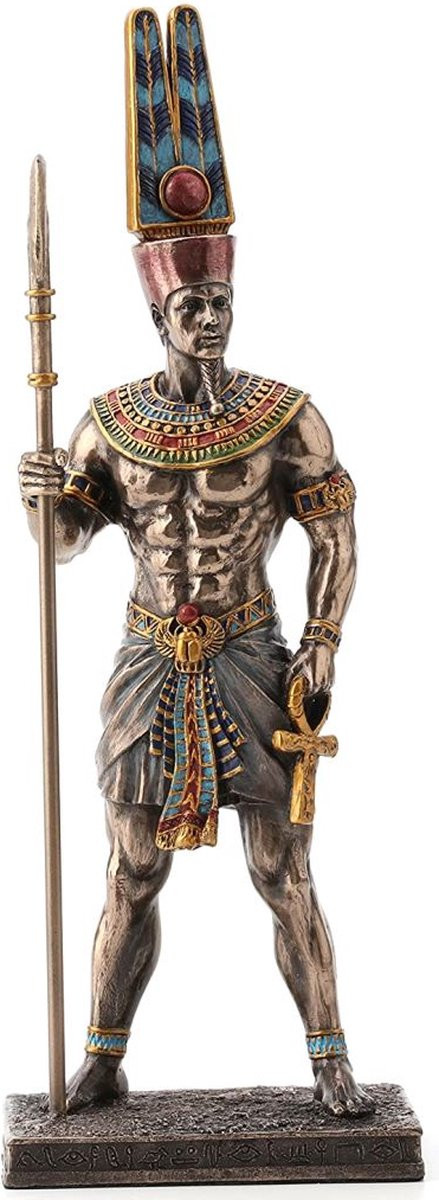 Veronese Design Beeld Egyptische God Amon - Gebronsd - B/D/H: 25,5 x 9 x 6 cm