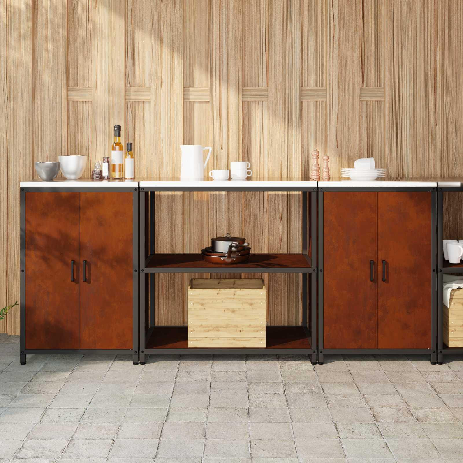 vidaXL HATTEM Opbergset voor de keuken, 3 stuks, roestvrijstalen look