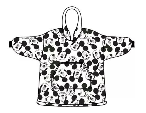 Disney Mickey Mouse Fleece Hoodie Deken voor kinderen, Black White, 7 - 14 jaar