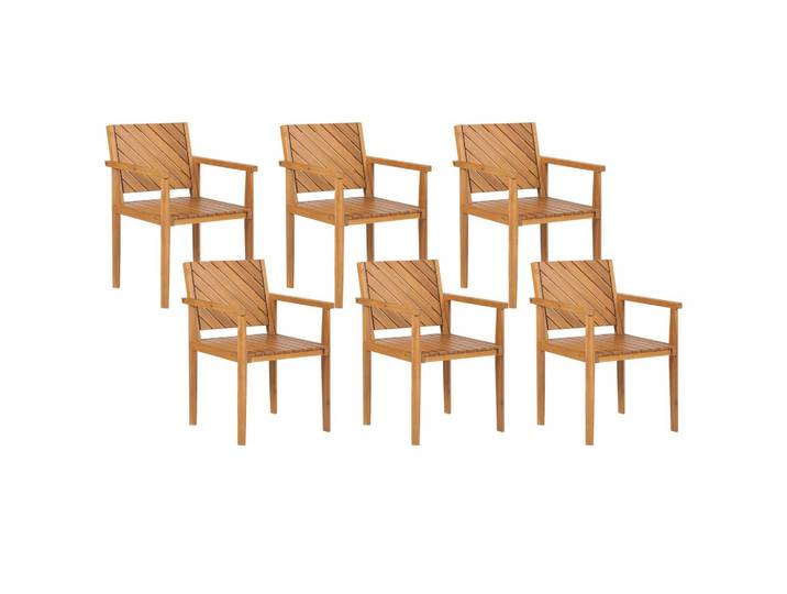 GARTENSTUHL 6er-Set Akazienholz hellbraun Baratti